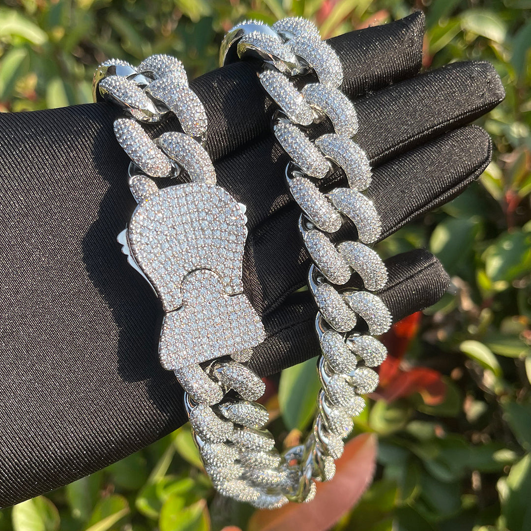 18MM Special Clasp Cuban Link Iced Out Diamond Necklace Chain