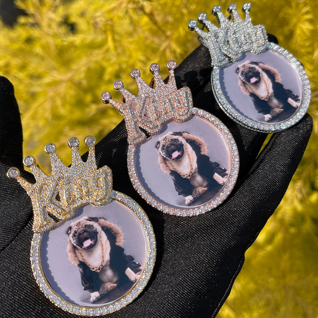 King Crown Bail Custom Photo Picture Pendant Necklace