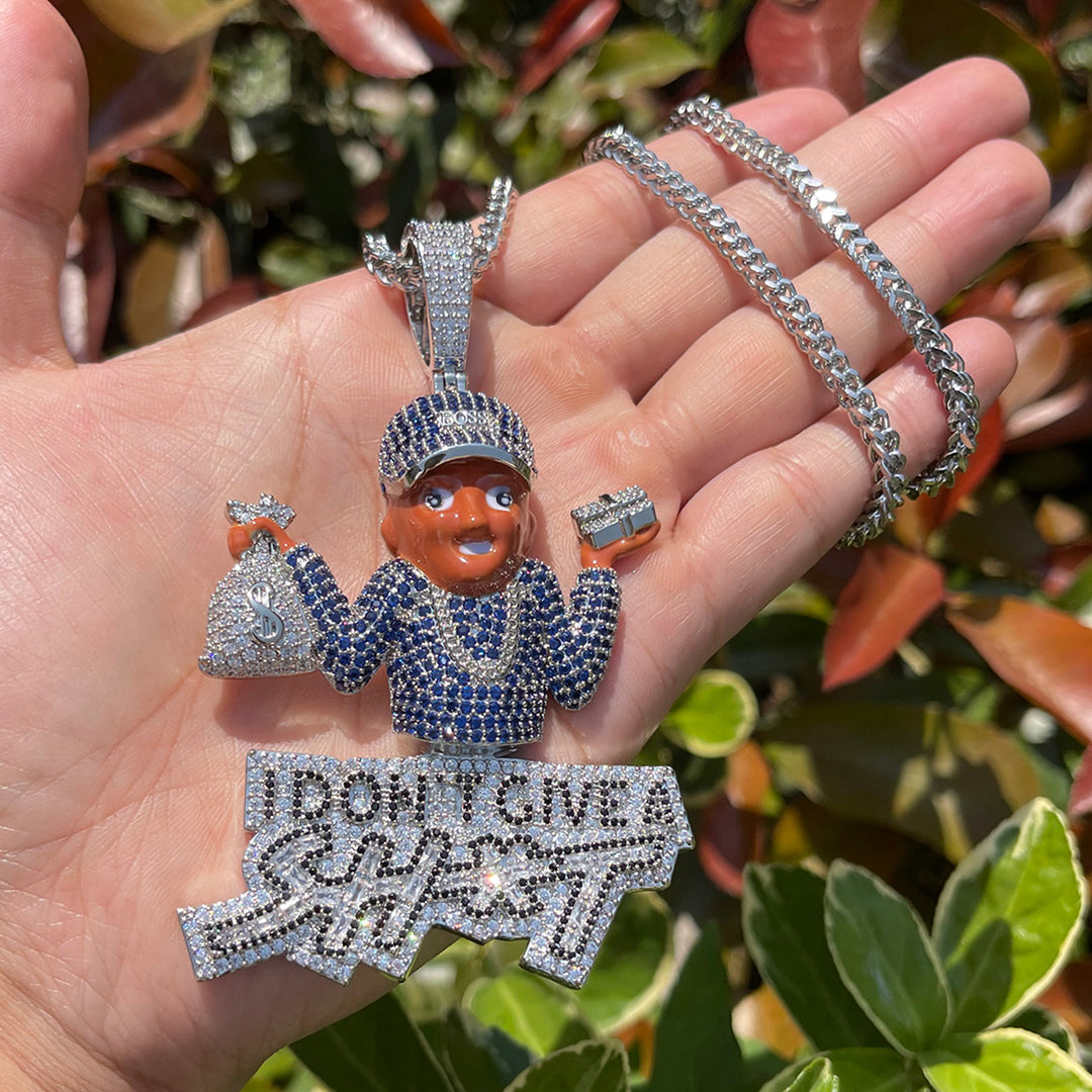 I Don't Give A Sh*t Iced Out Diamond Pendant Necklace