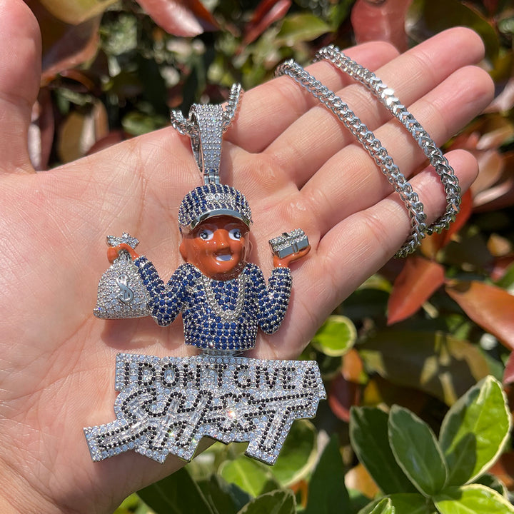 I Don't Give A Sh*t Iced Out Diamond Pendant Necklace