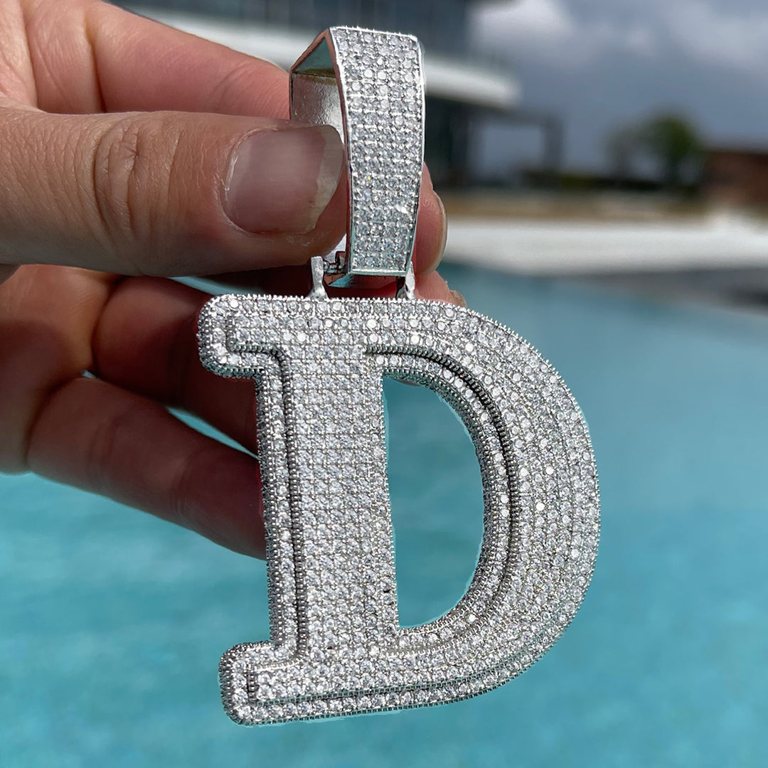 Diamond Clarity Initial Iced Out Custom Name Necklace Pendant