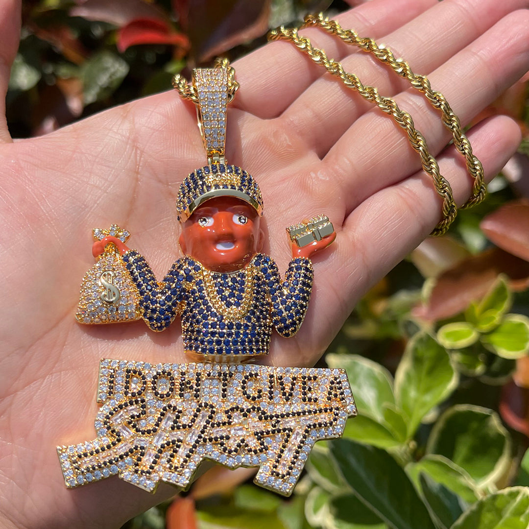 I Don't Give A Sh*t Iced Out Diamond Pendant Necklace
