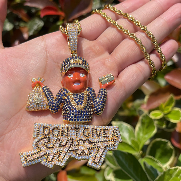I Don't Give A Sh*t Iced Out Diamond Pendant Necklace