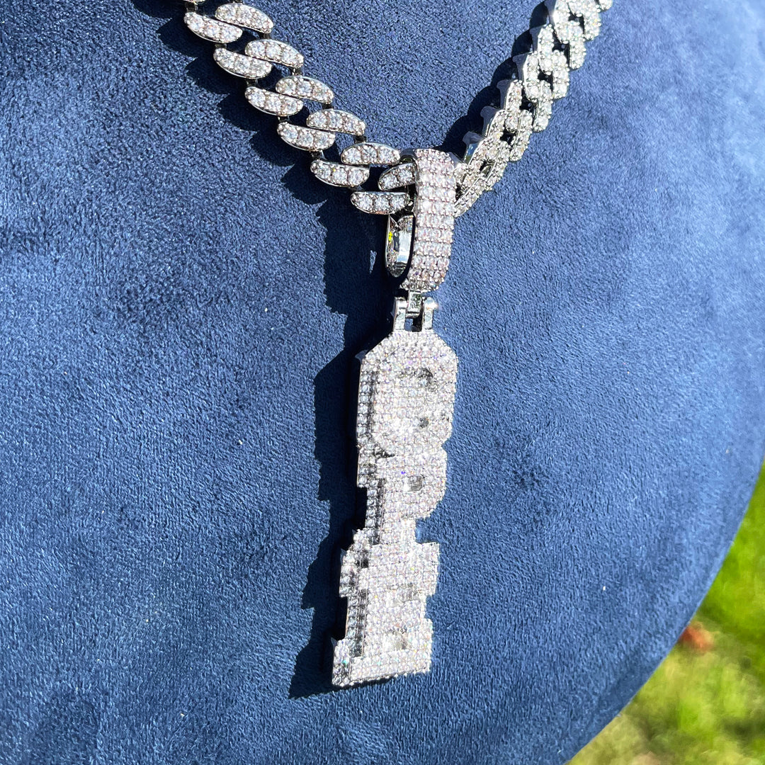 VVS Shine Tennis Stoned Iced Out Initial Custom Name Necklace Pendant