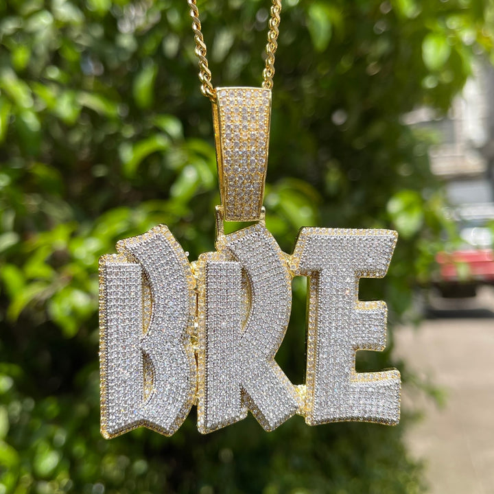 Classy Font Hard Drip Iced Out Personalized Custom Name Necklace Pendant