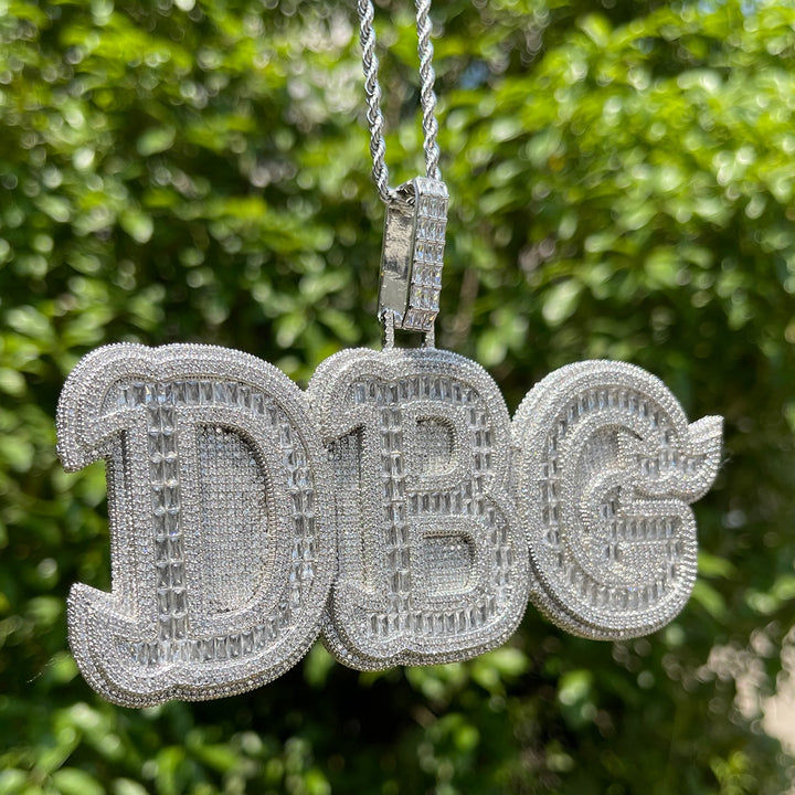 Baguettes n Stones Iced Out Personalized Custom Name Necklace Pendant