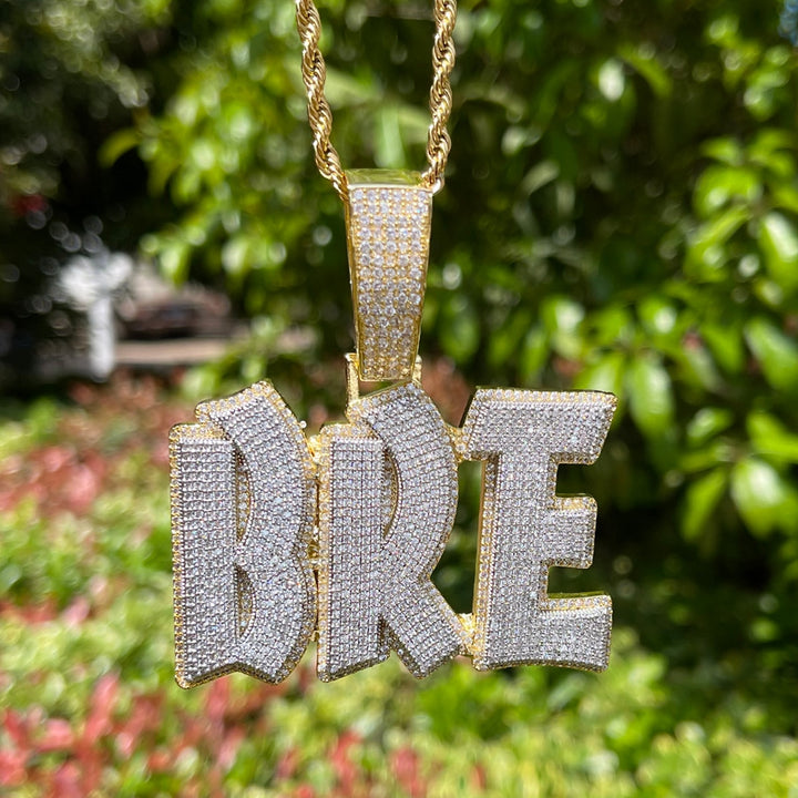 Classy Font Hard Drip Iced Out Personalized Custom Name Necklace Pendant