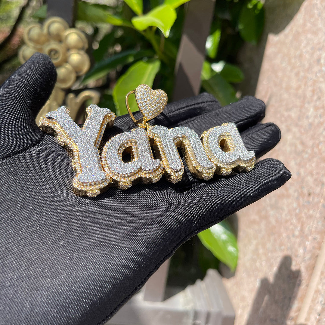 NEW | Charming Glow Heart Bail Iced Out Personalized Custom Name Necklace Pendant