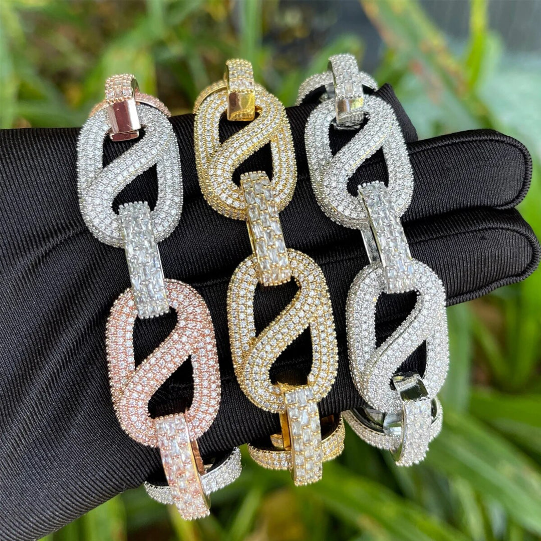 20MM Baguette and Stones Infinity Iced Out Diamond Bracelet