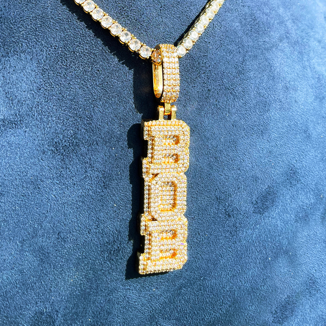 VVS Shine Tennis Stoned Iced Out Initial Custom Name Necklace Pendant