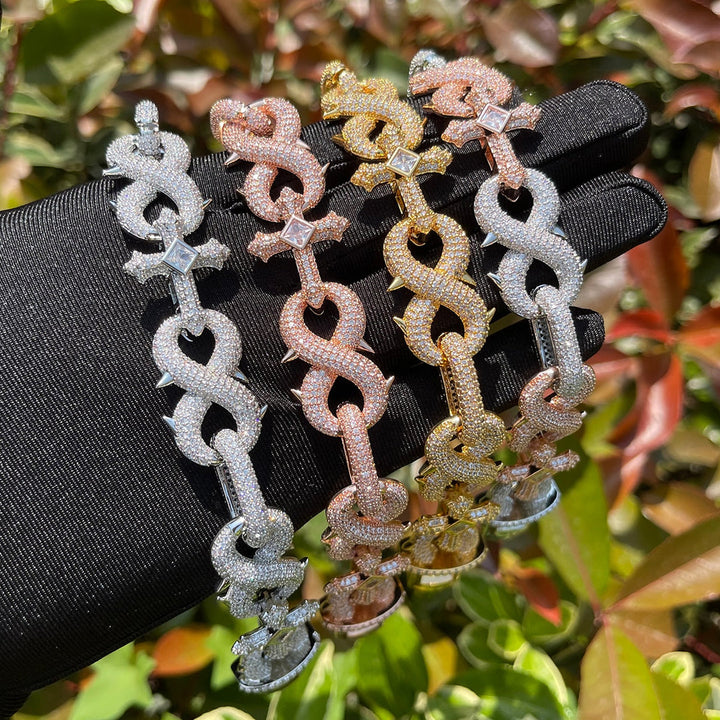 NEW | 18MM Cross and Infinity Link Iced Out Diamond Necklace Bracelet Set