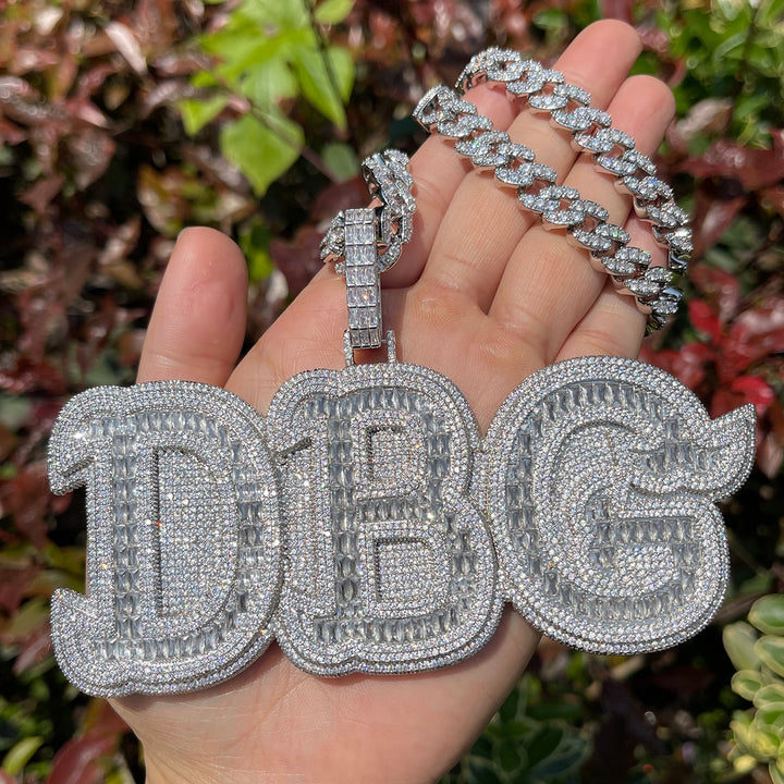 Baguettes n Stones Iced Out Personalized Custom Name Necklace Pendant