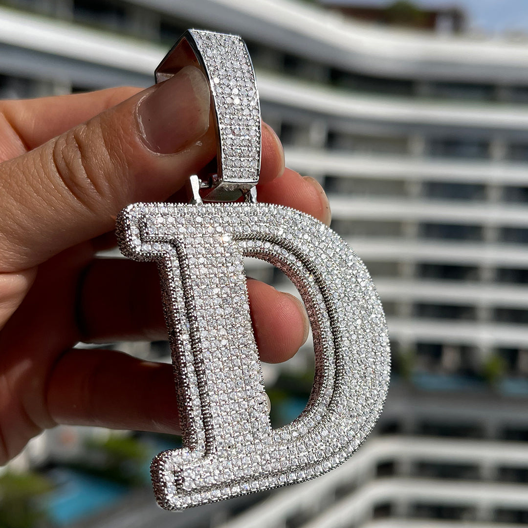 Diamond Clarity Initial Iced Out Custom Name Necklace Pendant