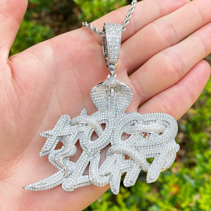 NEW | Cobra Hood Slatt Iced Out Diamond Pendant Necklace