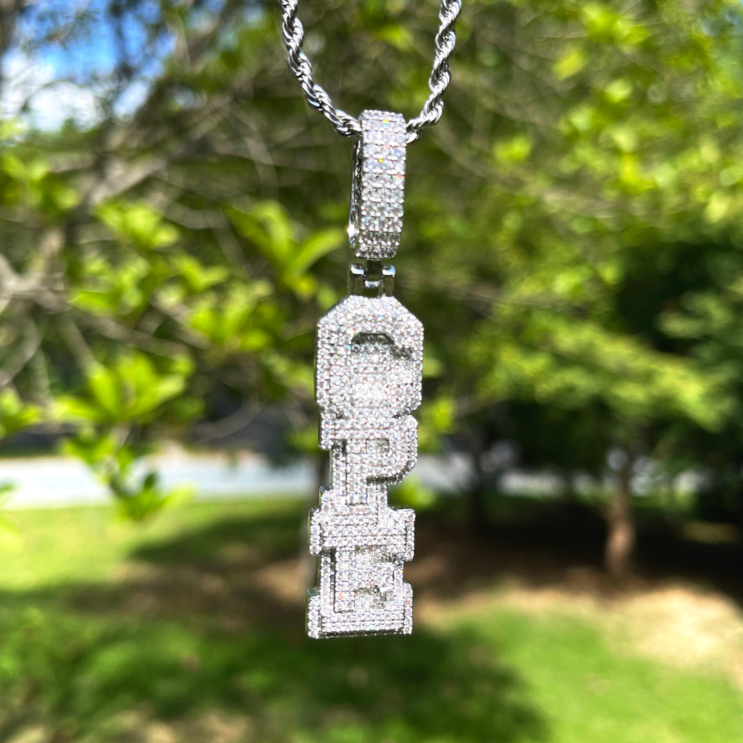 VVS Shine Tennis Stoned Iced Out Initial Custom Name Necklace Pendant