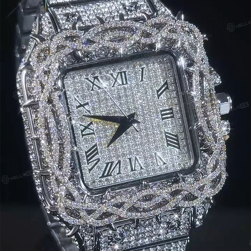 Iced Out VVS Shine Thorn Crown Square Watch