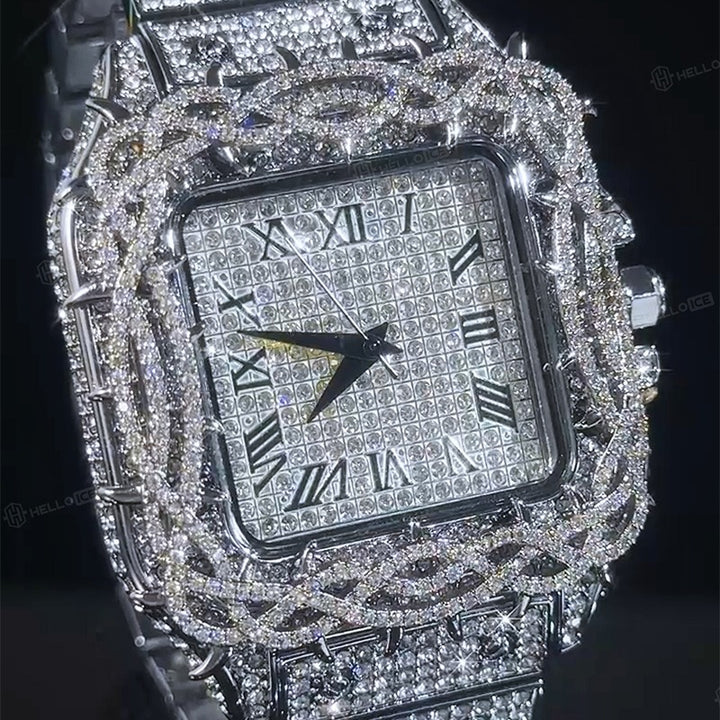 Iced Out VVS Shine Thorn Crown Square Watch