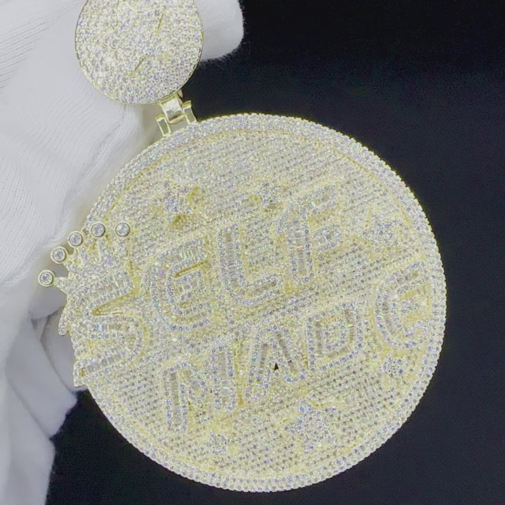 Limited Self Made Round Iced Out Letter Diamond Pendant Necklace