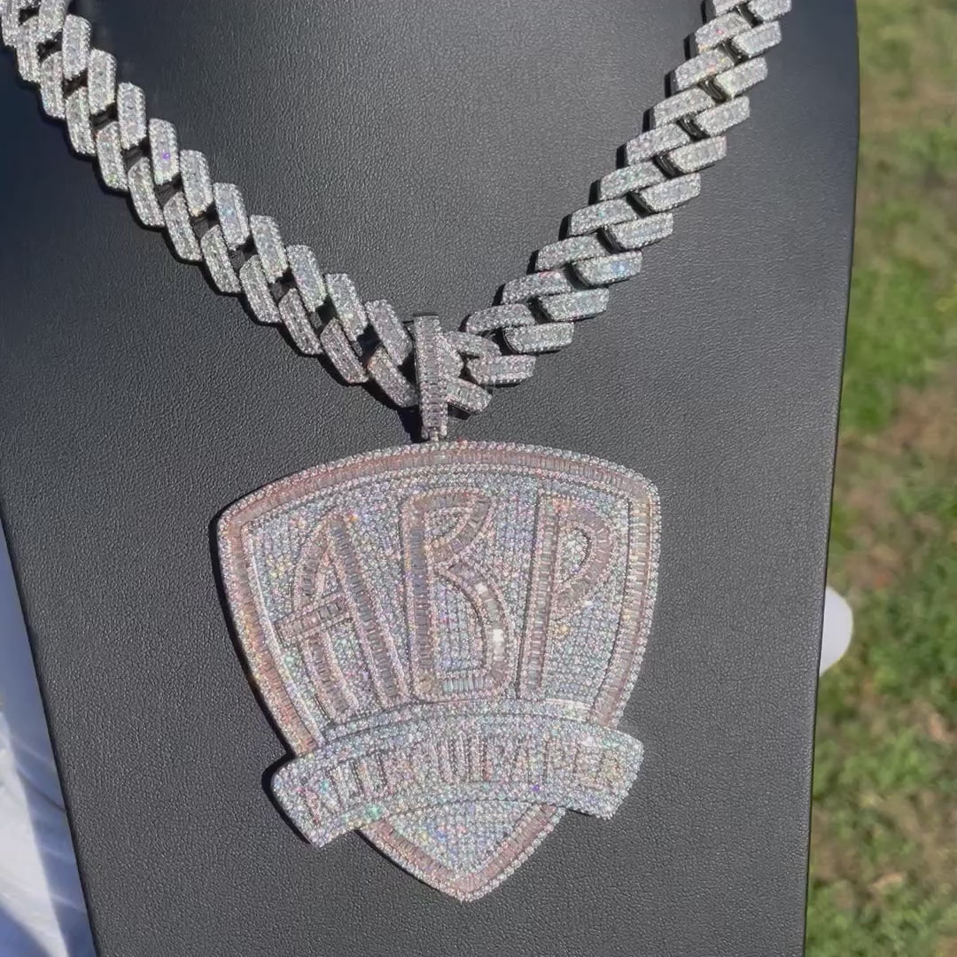 ABP All About Paper Iced Out Letter Diamond Pendant Necklace