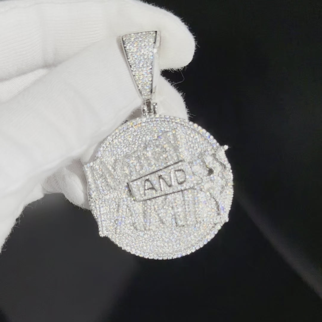 Money And Family Round Iced Out Letter Diamond Pendant Necklace