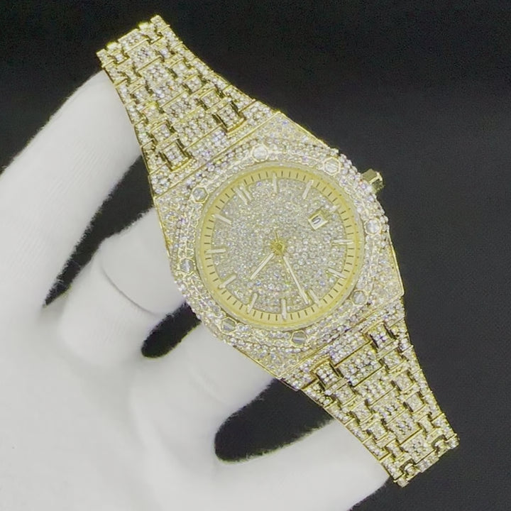 Luxury Bust Down Date VVS Iced Out Diamond Watch