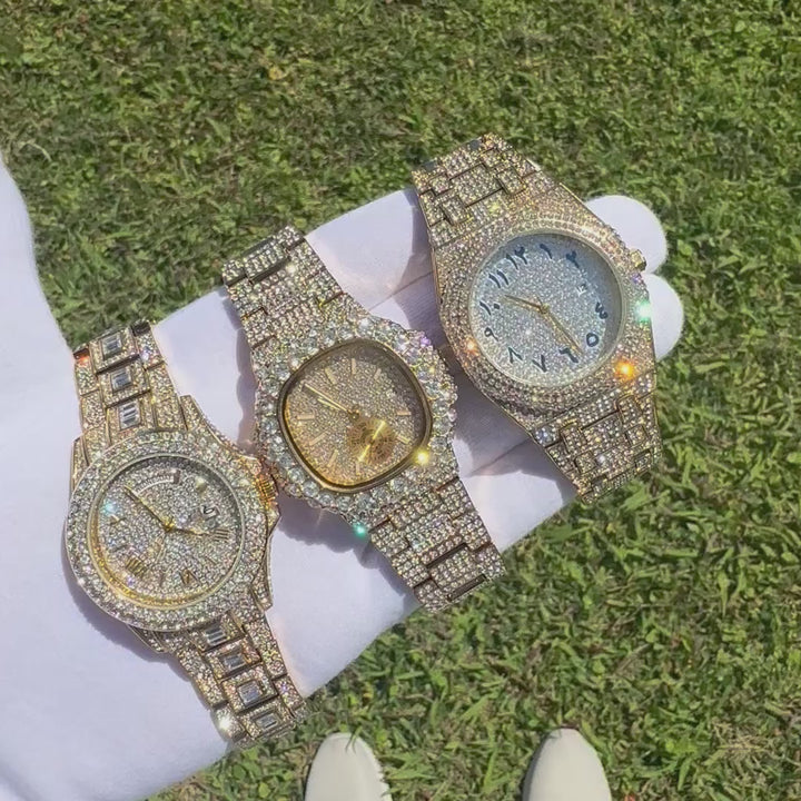 Day Date Roman Numerals VVS Iced Out Diamond Watch