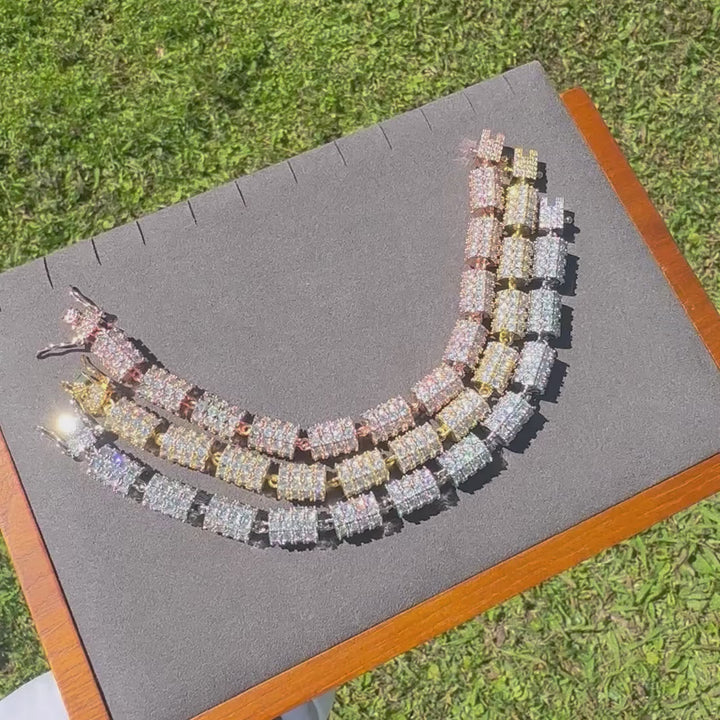 10MM Cylindrical Iced Out Diamond Bracelet