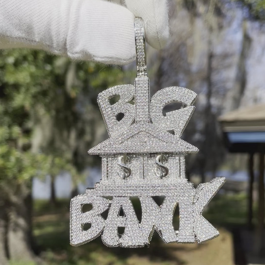 Big Bank with Dollar Signs Luxury Letter Iced Out Pendant
