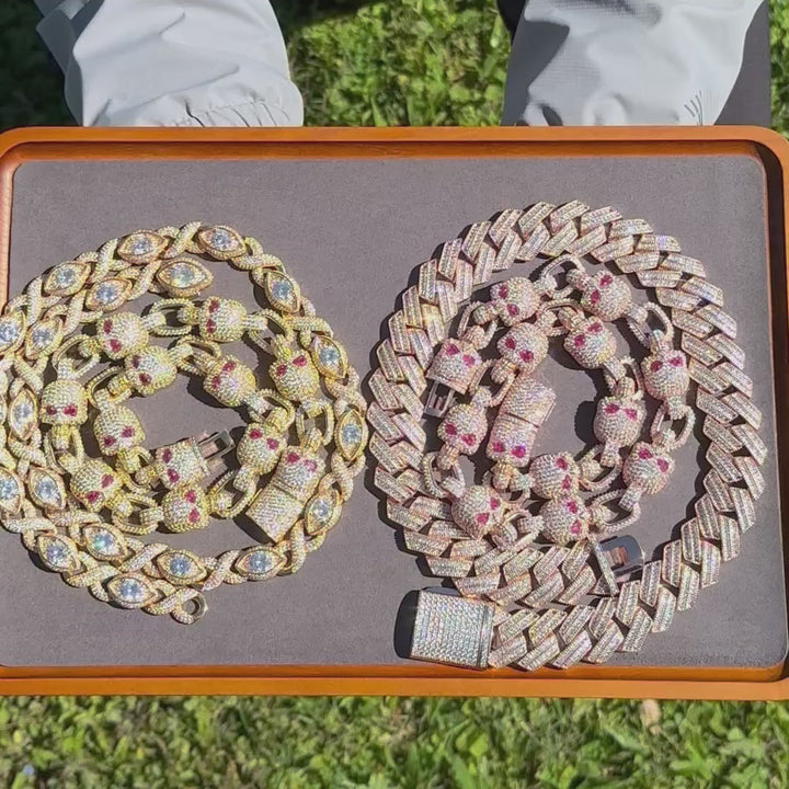 20MM Diamond Eyes Infinity Linked Iced Out Diamond Necklace Chain