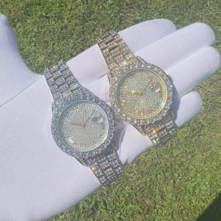 Bling Tennis Body Roman Numerals Iced Out Diamond Watch