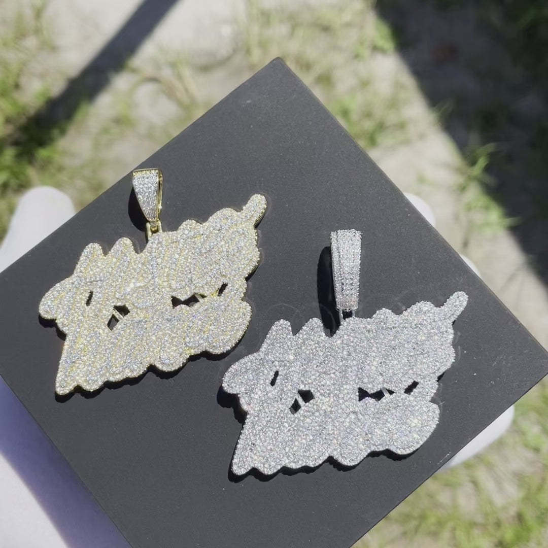 Hustle Hard Luxury Font Design Letter Iced Out Pendant