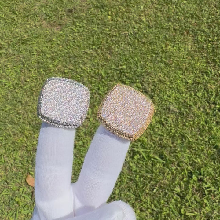 Fully Iced Out Prong Setting Cushion Iced Out Diamond Ring