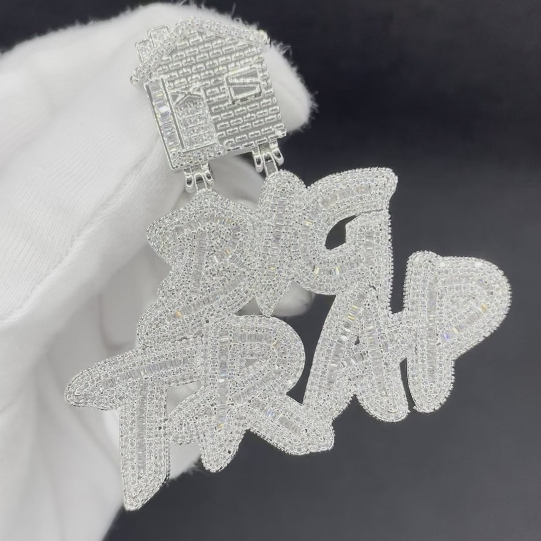 NEW | Big Trap Cursive Letters with Special Bail Iced Out Pendant