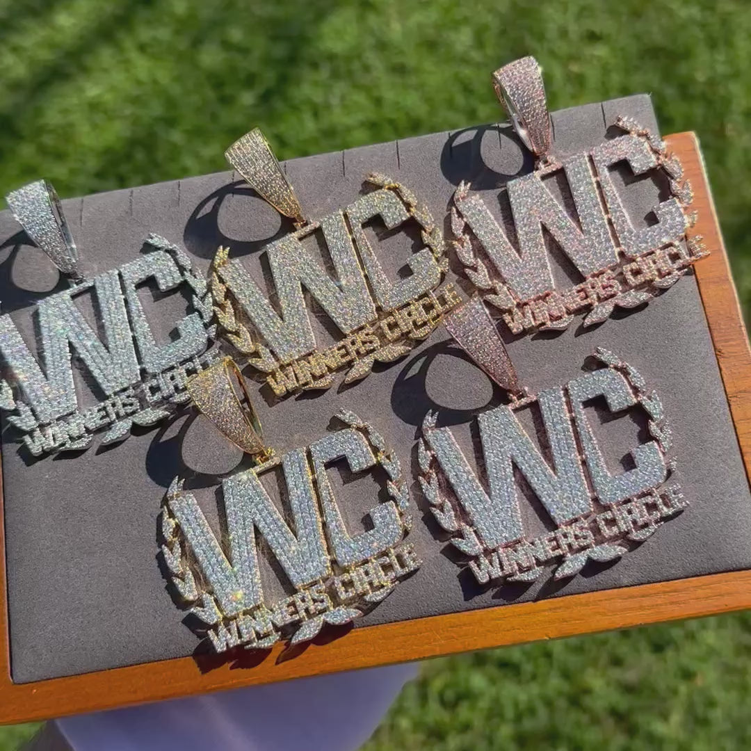 Winners Circle Iced Out Letter Diamond Pendant Necklace