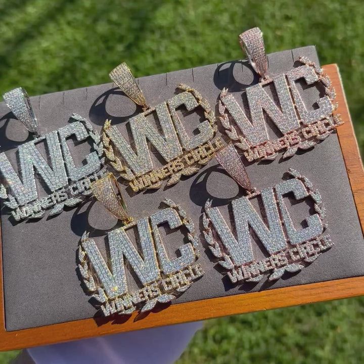 Winners Circle Iced Out Letter Diamond Pendant Necklace