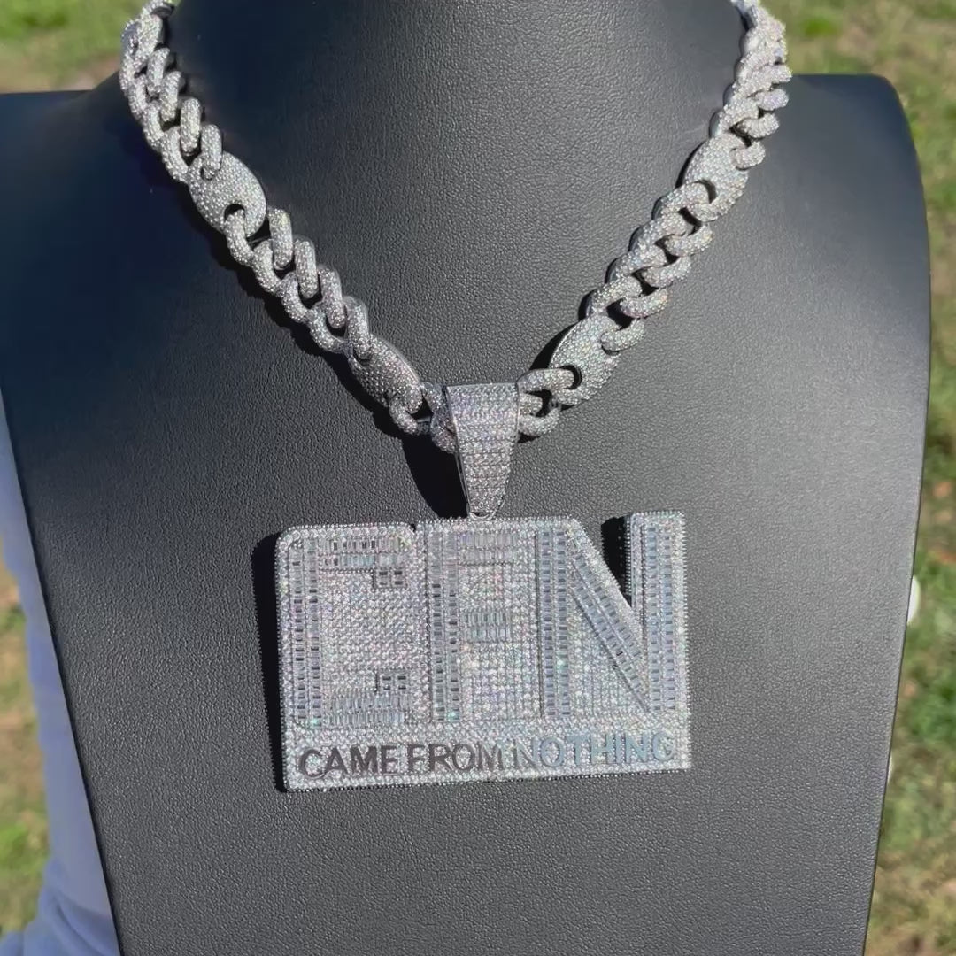 CFN Came From Nothing Iced Out Letter Diamond Pendant Necklace
