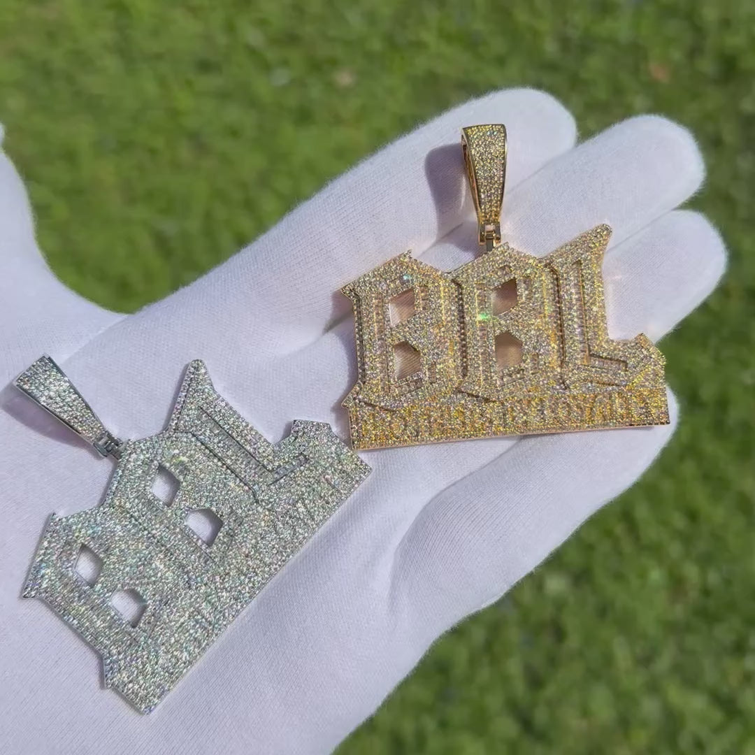 BBL Brothers By Loyalty Iced Out Diamond Pendant Necklace