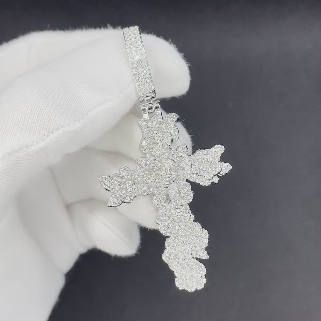 Cross Flower Edition Iced Out Diamond Pendant