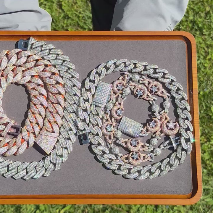 18MM Baguette and Tennis Link Iced Out Diamond Necklace Chain