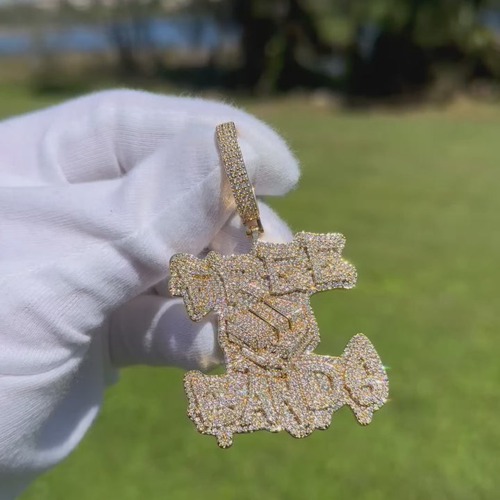 Free Bands Iced Out Letter Diamond Pendant Necklace