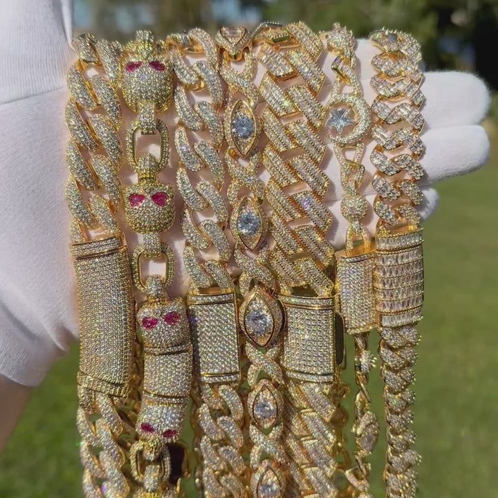 13MM Skull Link Iced Out Diamond Necklace Chain