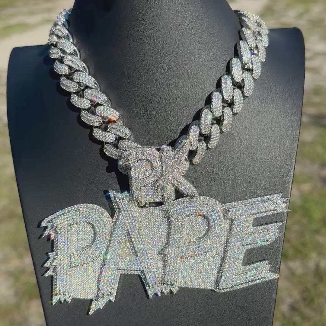 20MM Stones and Baguette Cuban Link Iced Out Diamond Necklace Chain