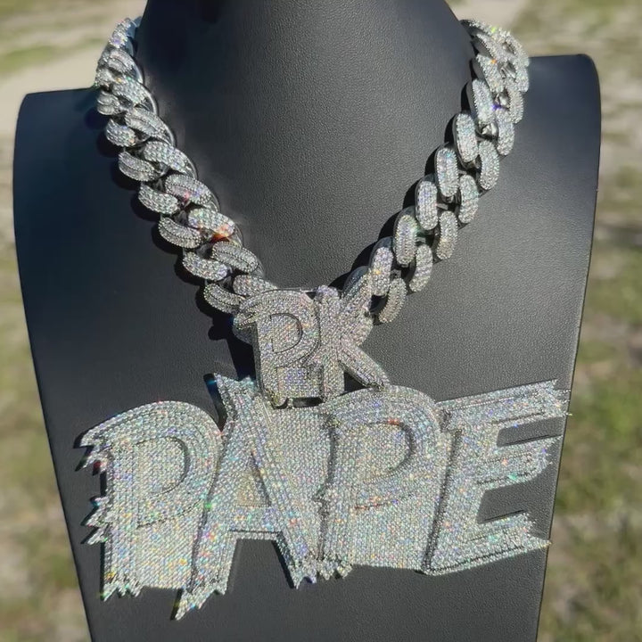 20MM Stones and Baguette Cuban Link Iced Out Diamond Necklace Chain