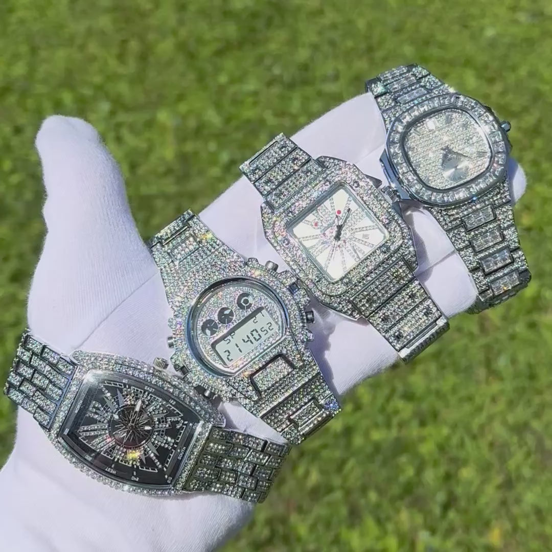 Digital Led Waterproof Chronograph Iced Out Diamond Watch