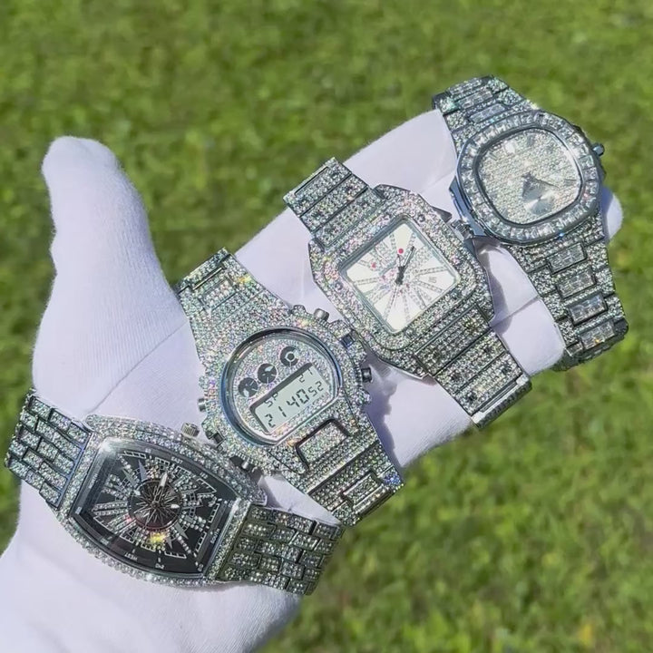 Digital Led Waterproof Chronograph Iced Out Diamond Watch