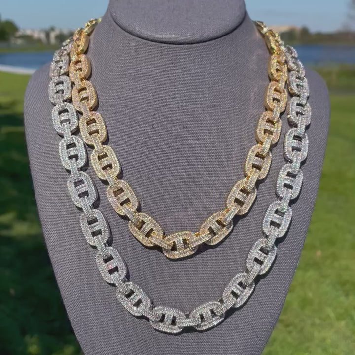 14MM Baguette Miami Cuban Link Iced Out Diamond Necklace Chain