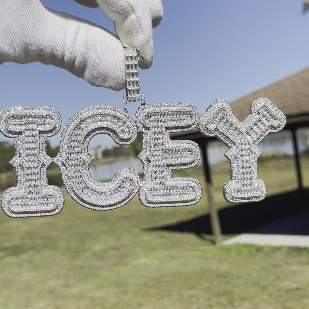 Cursive Iced Out Personalized Custom Name Necklace Pendant