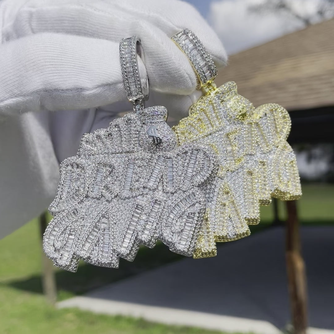 Bread Gang Iced Out Letter Diamond Pendant Necklace