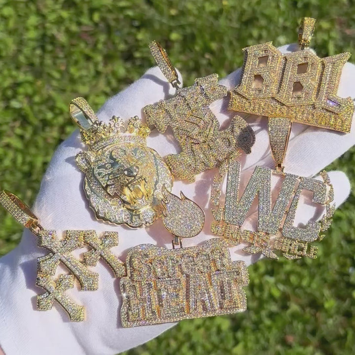 Triple Cross Iced Out Diamond Pendant Necklace