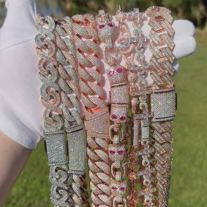 13MM Skull Link Iced Out Diamond Necklace Chain